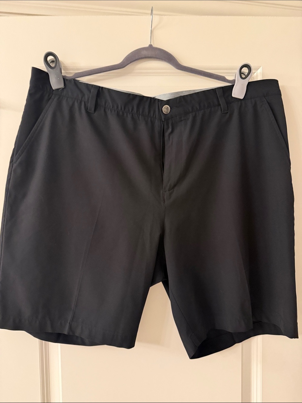 adidas Men's Black Flat-Front Athletic Shorts